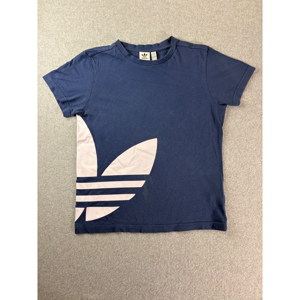 Adidas Originals Trefoil T-Shirt Navy Blue White Logo Kids Youth Medium FM5673